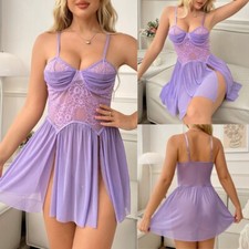 Womens Sexy Lingerie Sleepwear Nightwear Underwear Sexy Babydoll Lace Dress Set