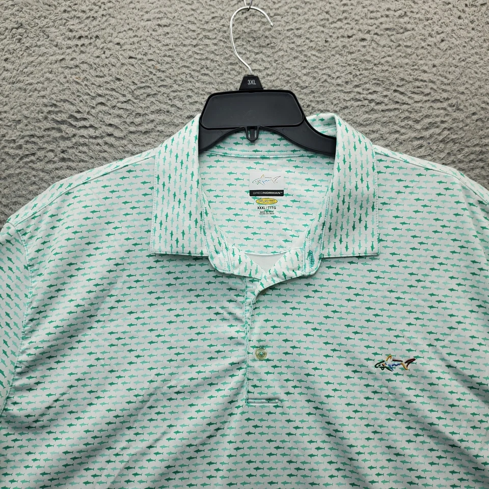 Camisa Polo Greg Norman Golf Performance Hombres 3XL Multi Estampado de Peces Cuello Abertura AOP Foto 3 de 4