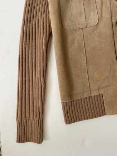 Vintage 50s Men’s Camel Suede Sweater Jacket DAMON Made In Italy M - Picture 6 of 11