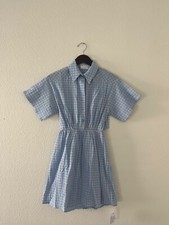 ASOS Design Petite Cut Out Back Shirt Dress in Purple & Blue Checkered