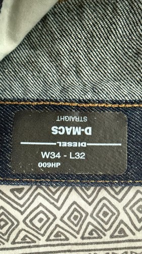Diesel D Macs Straight Jeans Denim Herren W34 L32 dunkelblau Rinse 01 UVP 110£ - Bild 3 von 10