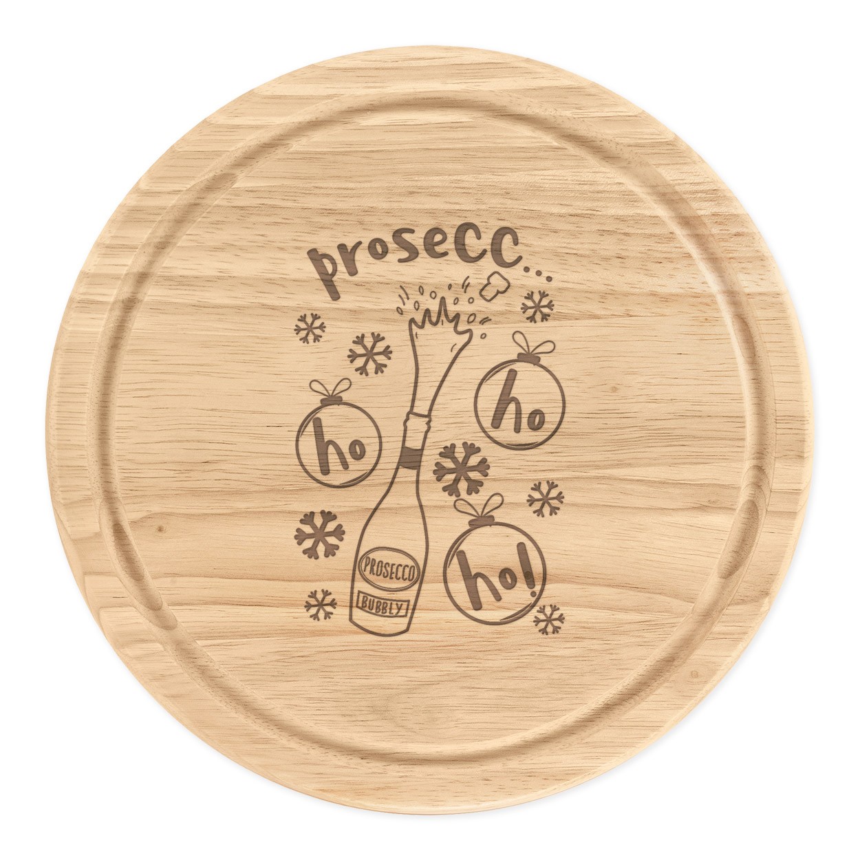 Prosecco Ho Ho Ho Round Chopping Cheese Board Funny Christmas