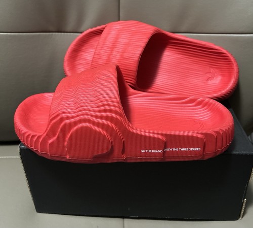 BNWB MEN'S ADIDAS ORIGINALS ADILETTE 22 SLIDES SANDALS SOLID RED US SIZE 4 - Picture 6 of 10