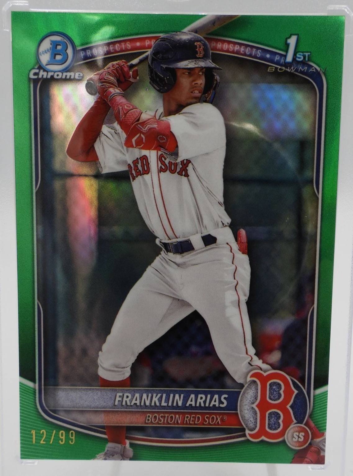 2025 Franklin Arias 1st Bowman Chrome True Green Refractor #/99 #BCP-67 Red Sox