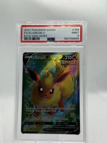 Flareon V (Full Art) 169/203 SWSH07: Evolving Skies Holo PSA 9