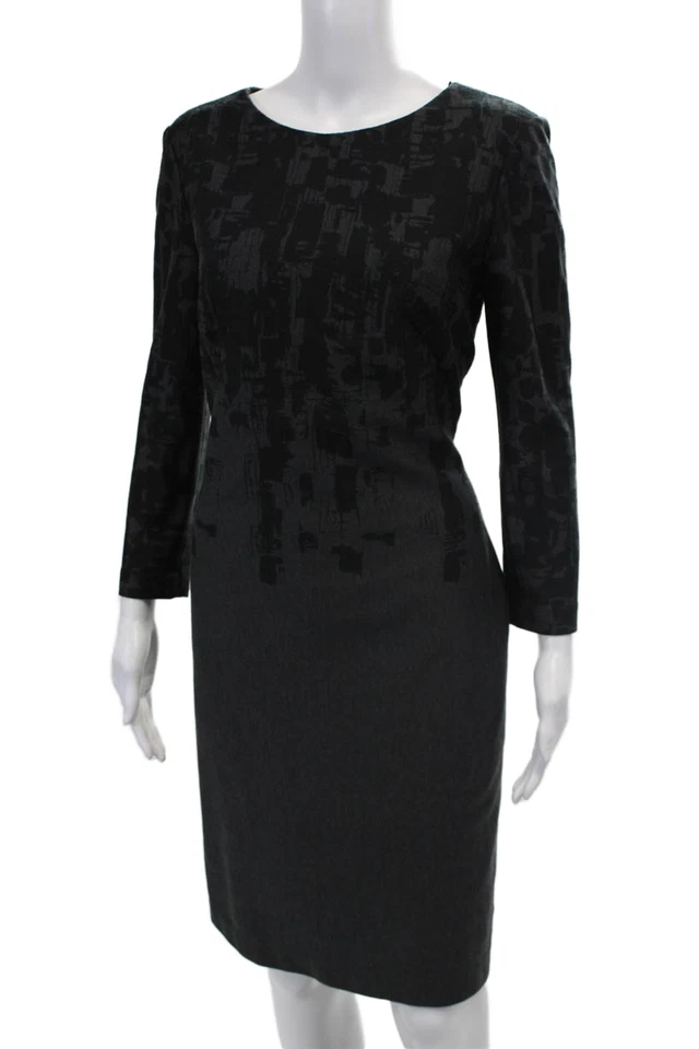 Suzi Chin for Maggy Boutique Womens Long Sleeve A-Line Dress Gray Size 10 - Image 2 of 4