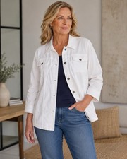 CJ Banks White Utility Jacket 3XL Casual Chic...