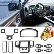 Full set Interior Decoration Dash Cover Trim Kit for Dodge Ram 11-17Carbon Fiber