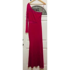 Nicole Miller Collection Red One Shoulder Gown Evening Party Dress