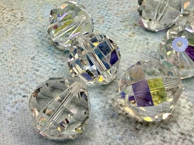 Vintage Swarovski - Amazing 14mm Round Beads #346 (5004) - Crystal AB