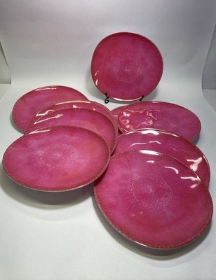 Hot Pink Speckled Burst Melamine Side Plates 7.5  X 7.75'' Oddly Shaped Set Of 12