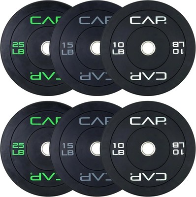 CAP Barbell 2-Inch Olympic Bumper Plate Weight Set| 100-370 lbs| Multiple Opti..