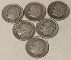 LOT OF 6 ROOSEVELT 90% SILVER DIMES Well Circulated coins sold for melt value
