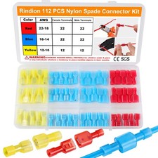 112PCS Nylon Spade Connector Kit, 22-10AWG Quick Disconnect Wire Connectors, ...