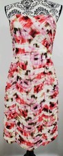 H&M Watercolor Strapless Floral Dress Ruched Blouson Pleated Women's Size 10