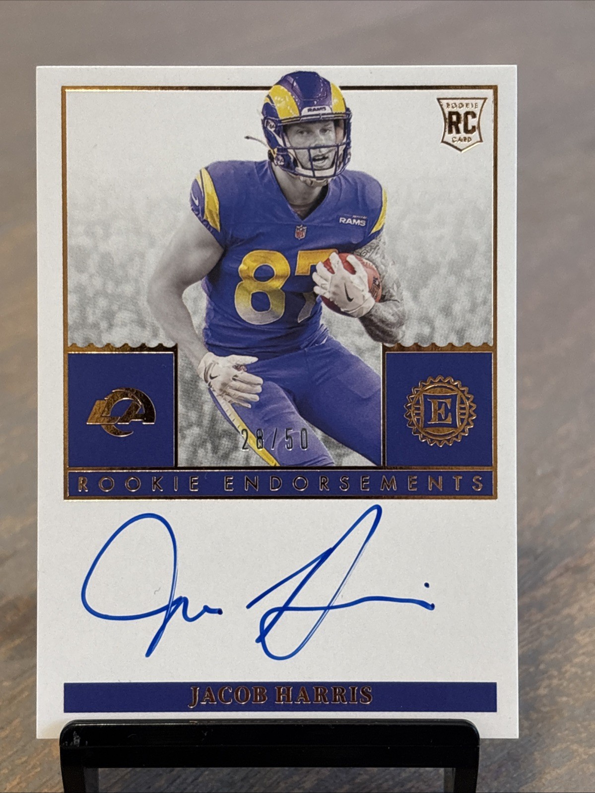 Jacob Harris Panini Encased Rookie Endorsements #REJH Gold