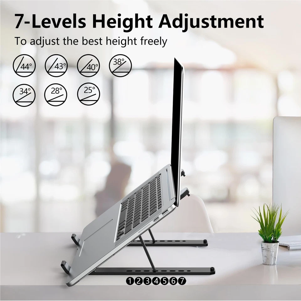 Laptop Stand for Desk Adjustable Laptop Riser ABS+Silicone Foldable Portable ... - Image 2 of 4