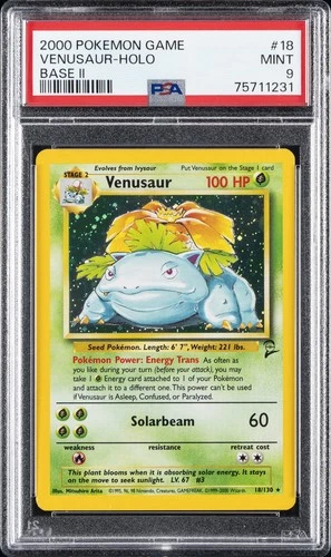 2000 POKEMON BASE SET 2 #18 VENUSAUR-HOLO PSA 9