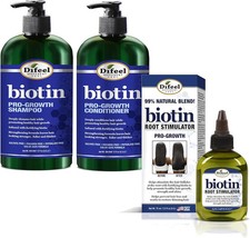 Difeel BIOTIN PRO-GROWTH SHAMPOO  CONDITIONER 12 OZ  Root Stimulator 2.5 OZ   