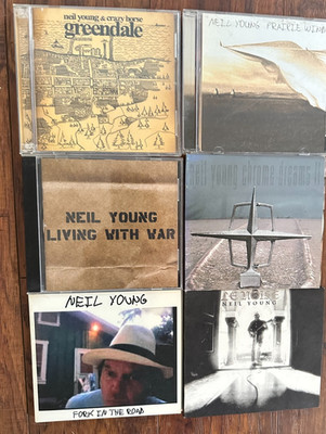 Neil Young - Set of six CDs, 3 also incl. DVDs Greendale thru Le Noise - VG/EX