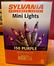 Sylvania 150 Purple Christmas or Halloween Mini Lights Black Wire 32 Feet