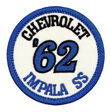 1962 Chevrolet Impala SS Embroidered Patch Ivory/Royal Blue Iron-On Sew-On Hat