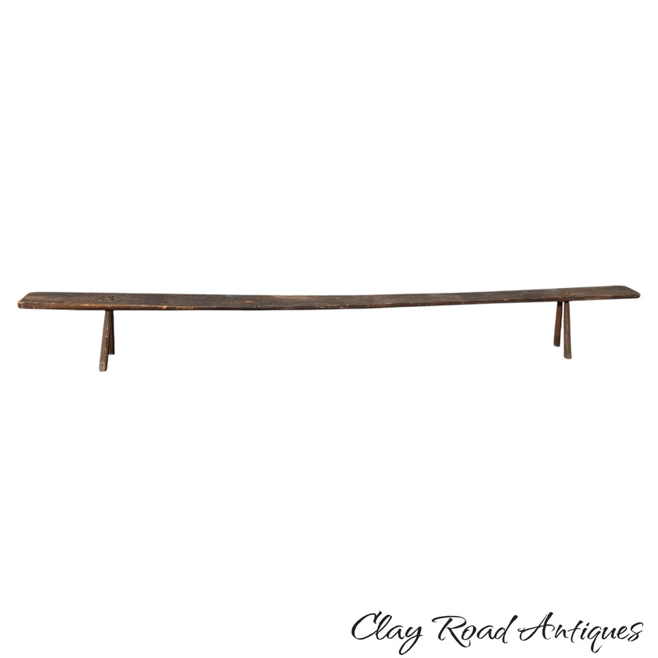 Antique primitive amish lancaster 11ft school bench settee mortised porch - Image 2 of 4