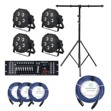PA Licht Anlage 4x 5x9w LED Scheinwerfer DMX Controller USB Kabel Traverse Set