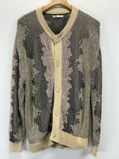 Zara Jacquard Knit Cardigan Sweater Men’s L Oversized Full Button Grandpa Indie