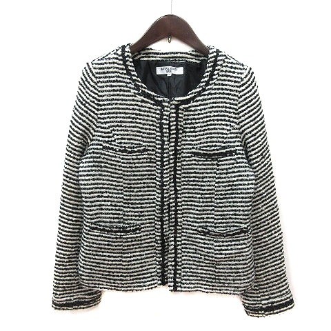 NATURAL BEAUTY BASIC Collarless Jacket Border Seq… - image 1