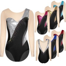 Women Bodysuit Unitards Jumpsuit Ballerina Dancewear Latin One Piece Patchwork