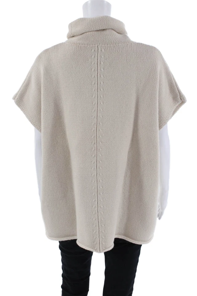 Allude Womens Cashmere Knitted Sleeveless Turtleneck Sweater Beige Size M - Image 3 of 4