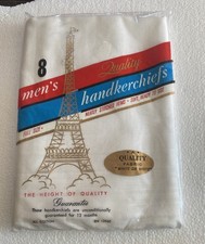 8 Pack Men  s White Handkerchiefs All Cotton / Vintage  