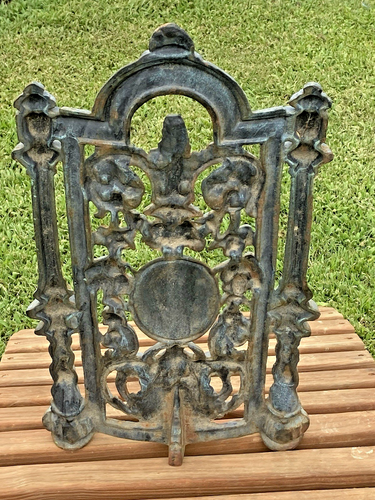 Sedia da patio vintage ornata inglese in ghisa parte schienale arredo giardino classico - Foto 13 di 21