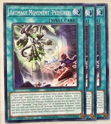 Yugioh! 3x Artmage Movement -Pedigree- DOOD-EN060 Common 1st Ed NM