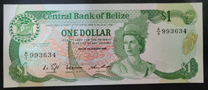 1986 Central Bank of Belize 1 Dollar - Pick 46b  UNC