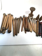 Wood Bobbins Spools Factory Reclaimed Industrial Style 3"-8.75" lot of 30