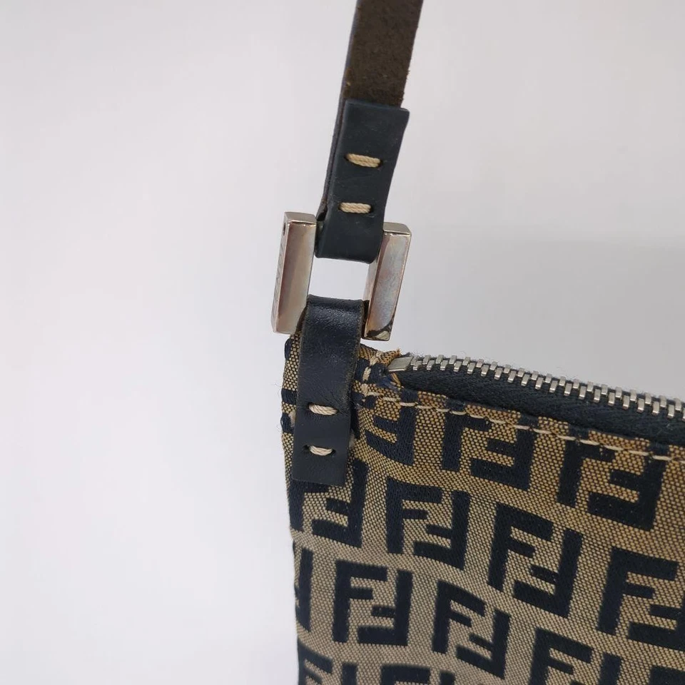 FENDI Accessory Pouch Hand Bag Tote Purse FF Zucchino Navy Authentic - Image 4 of 4