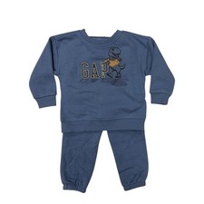 NWT Gap Boys Blue Dinosaur Fleece 2 Piece Sweatshirt Sweatpant Set Size 3T