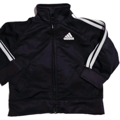 Adidas schwarz Icon Trikot Trainingsjacke 3 Streifen durchgehender Reißverschluss Unisex Kleinkind 18 Monate - Bild 1 von 6
