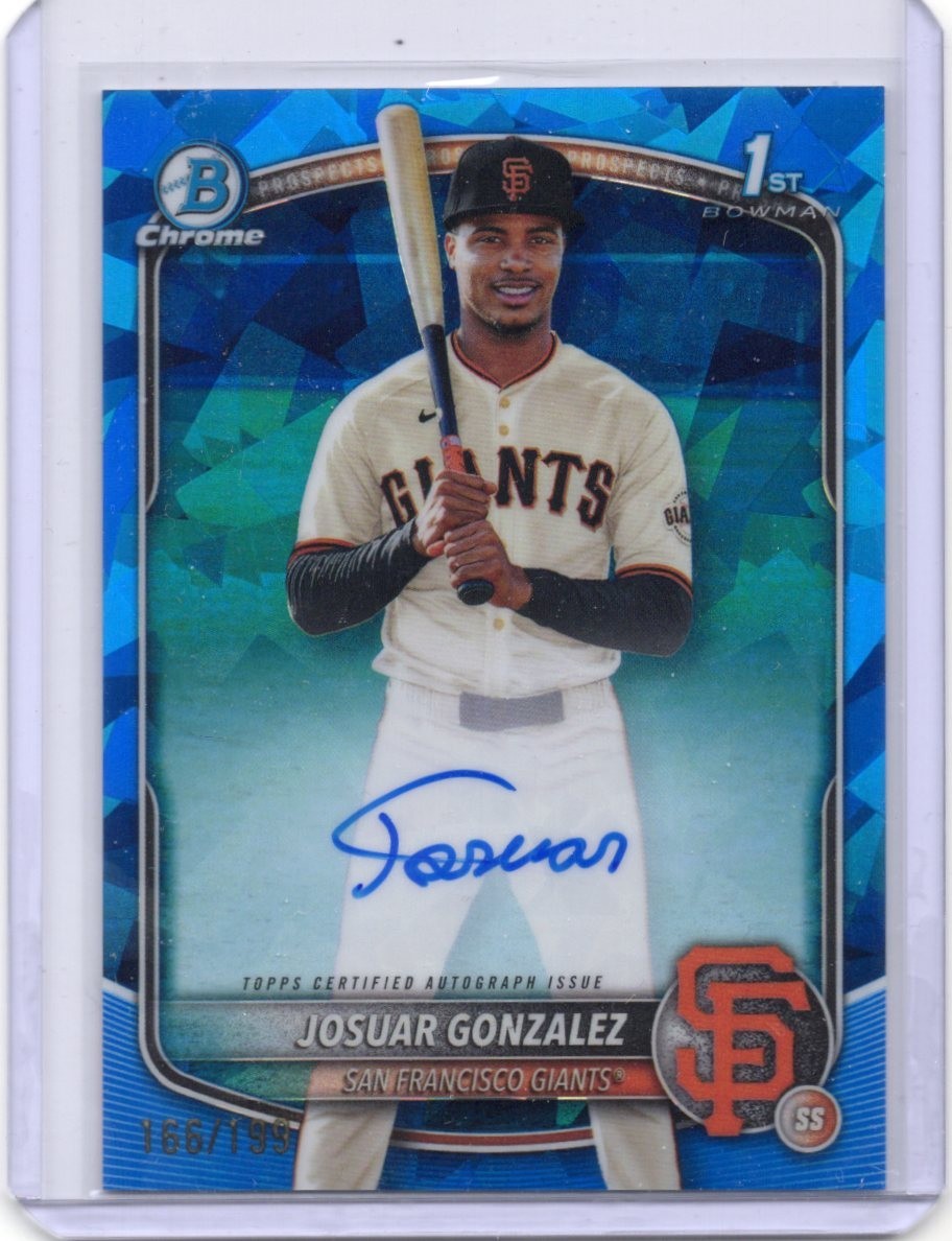 2025 Bowman Chrome Sapphire 1st Josuar Gonzalez Autograph 166/199 Giants