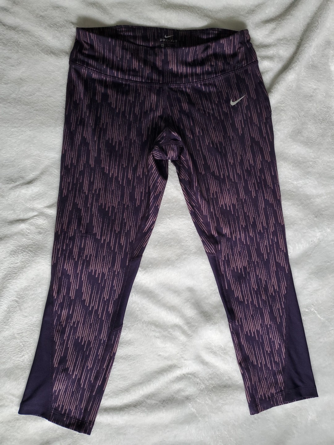 Nike Running Leggings Donna Medium Merlot Viola Pantaloni Performance Tasca Zip