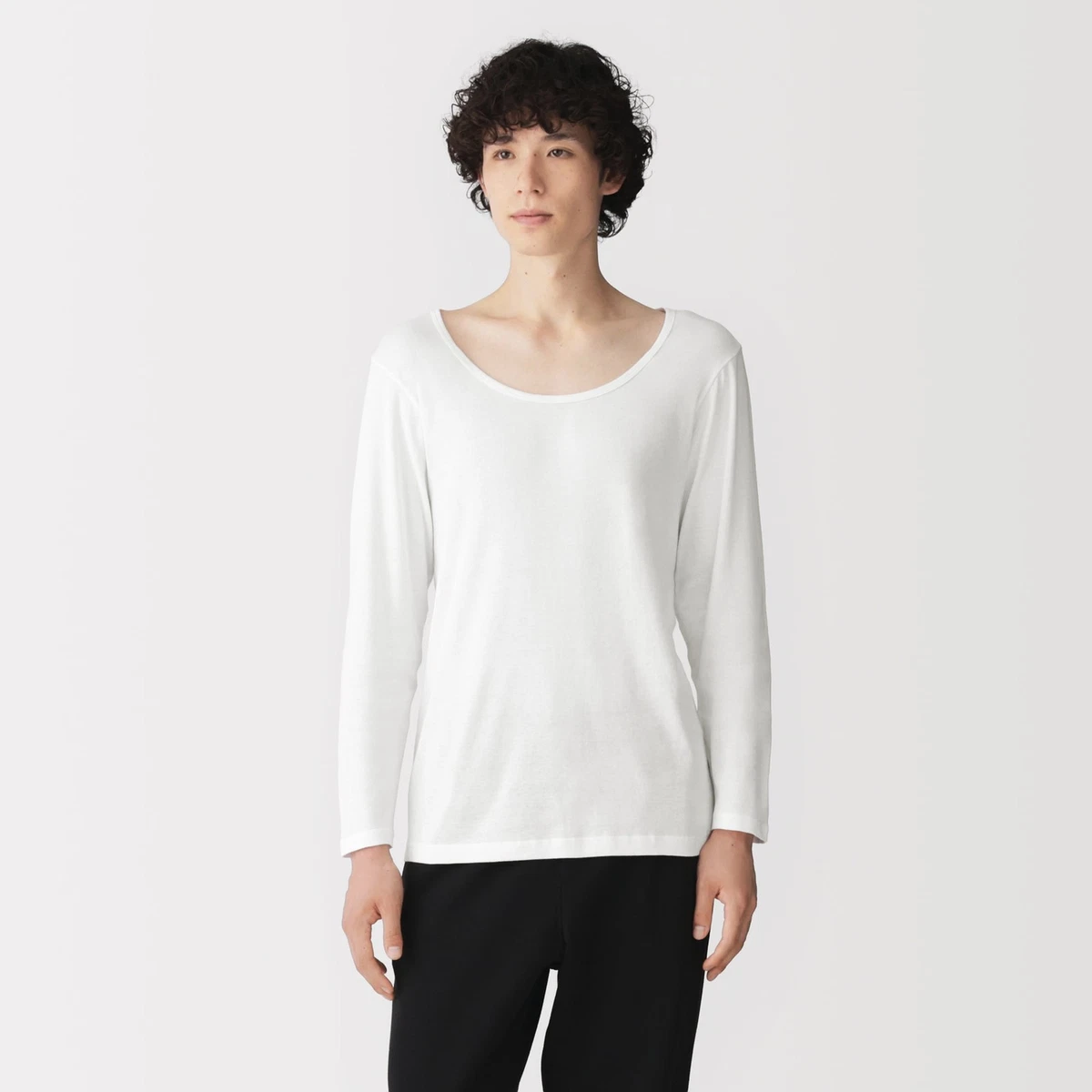 MUJI Hombres Algodón Ajuste Ancho Camiseta Blanco Gris Oscuro Negro XS-2XL Ja...