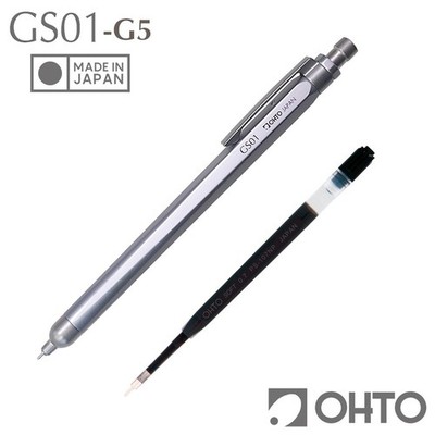 OHTO Aluminum Needle Point Ball Point Pen GS01-G5 0.5mm Silver Made in Japan