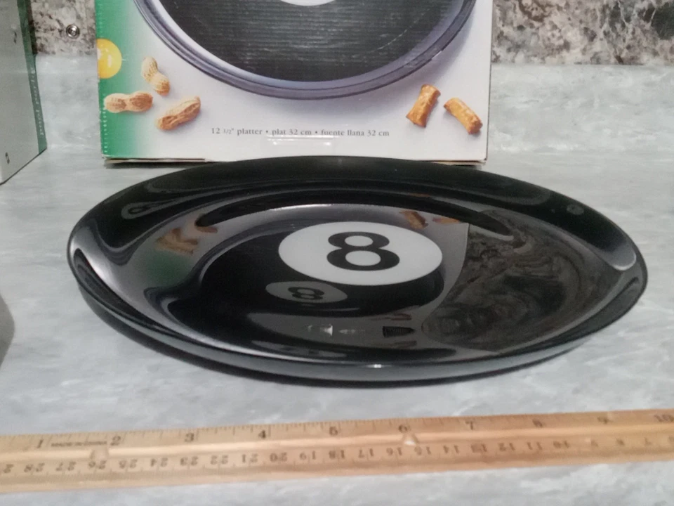 Ceramic Pool / Billiards Rack Chips & Dip Bowl & 8 Ball Snack Tray, 2 Items, New - Image 4 of 4