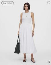 Madewell Melody Sleeveless White Midi Dress with Smocked Bubble Hem Size M
