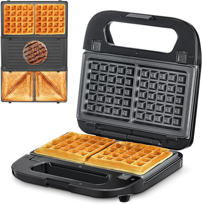 3-In-1 Waffle, Grill & Sandwich Maker, Panini Press Grill and Waffle Iron Set wi