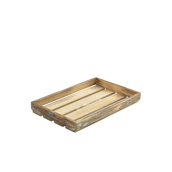 Genware Dark Rustic Wooden Crate For Hot And Cold Buffet Service 35 x 23 x 4cm
