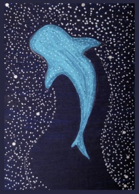 Whale Shark ACEO Art Print Night Ocean Mini 2.5x3.5 By Lisa LaBruno