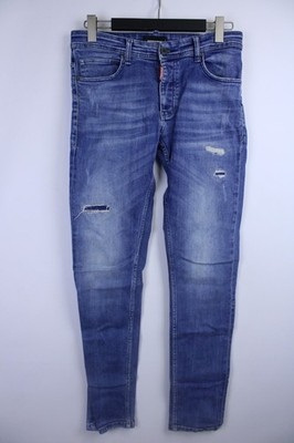 Dsquared2 Blue Distressed Cotton Fade Button Fly Slim Fit Denim Jeans Size 33